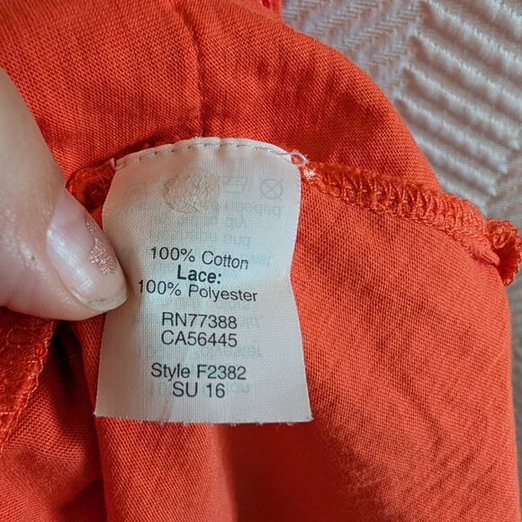 J.Crew Orange Sleeveless Embroidered Lace Trim Top Size Small Tank Summer - Picture 7 of 9